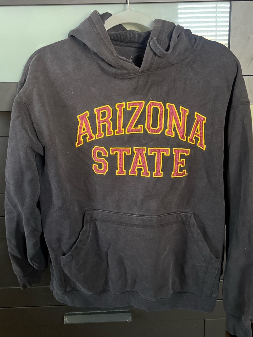 Arizona State Black Hooded Sweatshirt with Gold & Maroon Appliqué